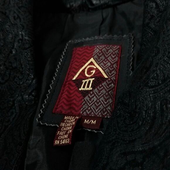 VINTAGE 100% Leather Jacket Paisley Suede Western Cowboy Coat Jacket Mens Medium - Picture 2 of 8